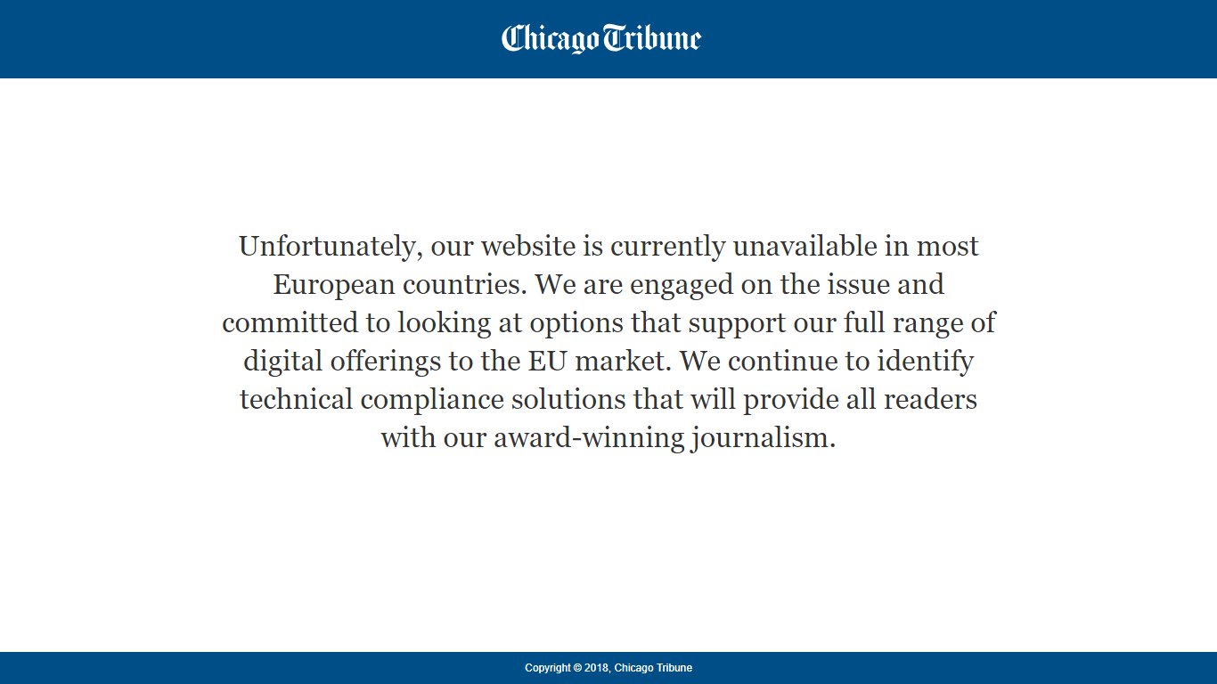 Chicago Tribune blocked in EU